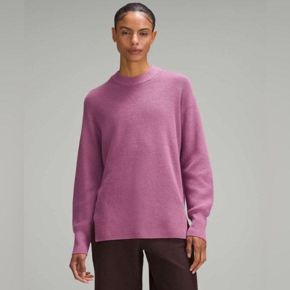 Lululemon Merino Wool-Blend Ribbed Crewneck Sweater Velvet Dust Size 10 - Picture 1 of 11